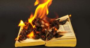 image of a book on fire