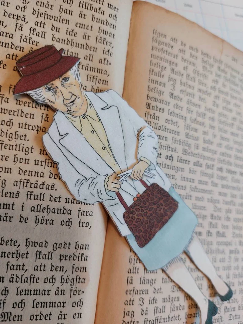 Miss Marple bookmark on book page