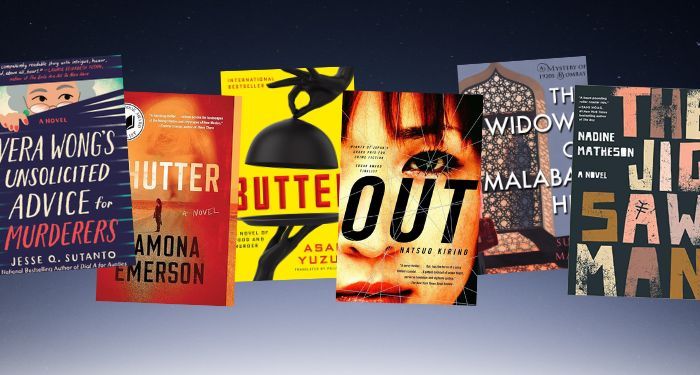 collage of six covers of mysteries and thrillers by women authors