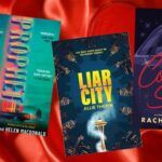 cover collage of queer romantic suspense books