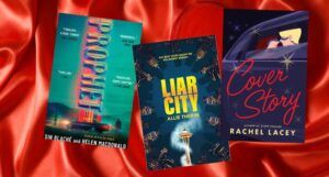 cover collage of queer romantic suspense books