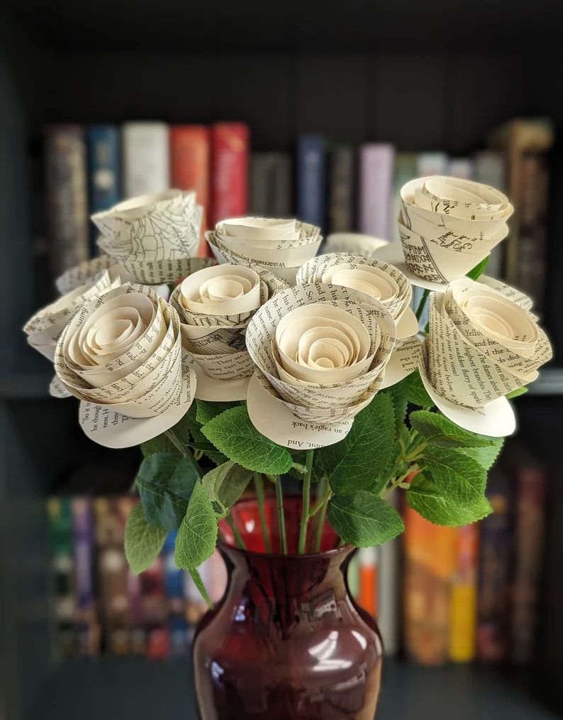 paper roses made from book pages