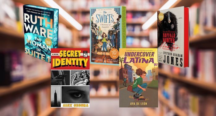 five covers of mysteries from series witjh rotating protagonists or special editions with sprayed edges
