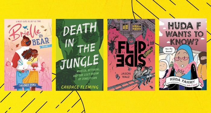 new ya comics and nonfiction cover collage for april 2025