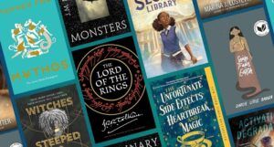 a collage of SFF book covers
