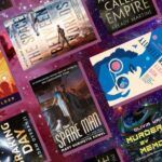 covers of nine mysteries that take place in space