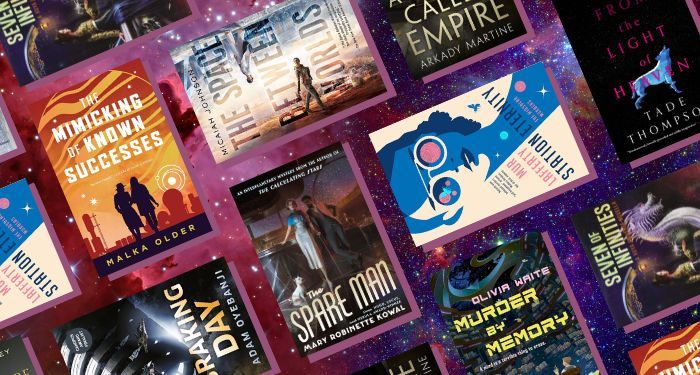 covers of nine mysteries that take place in space