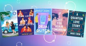 covers of five time loop romances arranges in a half circle