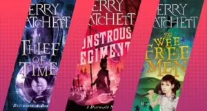 3 diagonal Terry Pratchett graphic novel covers