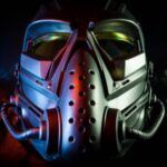 a futuristic metallic mask