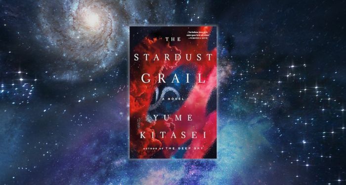 stardust grail book cover against backdrop of space