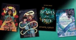 four covers of the first books in new and recent YA fantasy romance series
