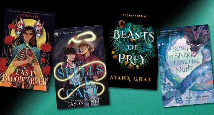 four covers of the first books in new and recent YA fantasy romance series