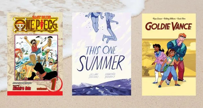collage of beach read comics