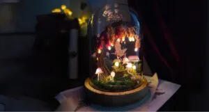 pink wisteria fairy unicorn mushroom night light