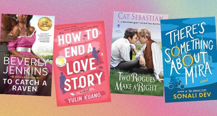 covers of four high-drama romances