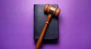 Image of a gavel on a book