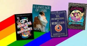 a collage of queer book covers