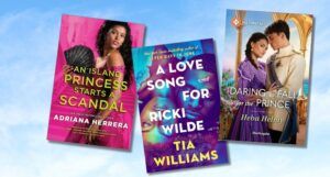 three romance books with photographic covers