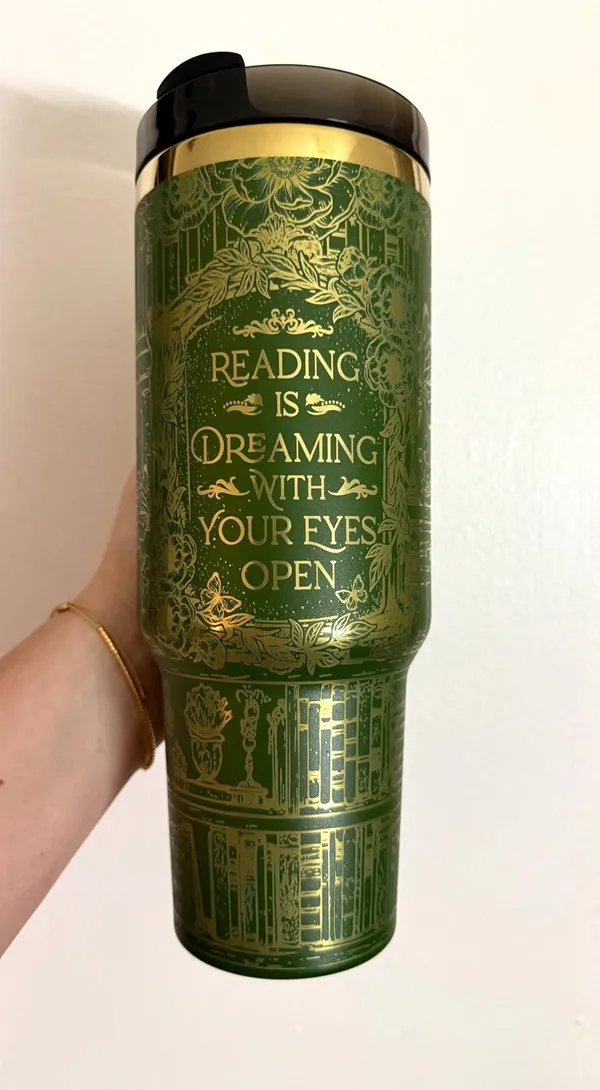 reading is dreaming with your eyes open tumbler