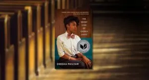 secret lives of church ladies book cover against church aisle backdrop