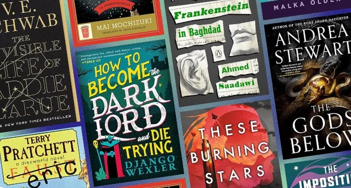 a collage of SFF book covers