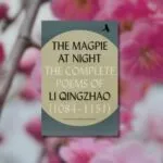 the magpie at night book cover against blurred background of plum blossoms