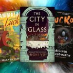 a collage of queer sci-fi, fantasy, and horror covers