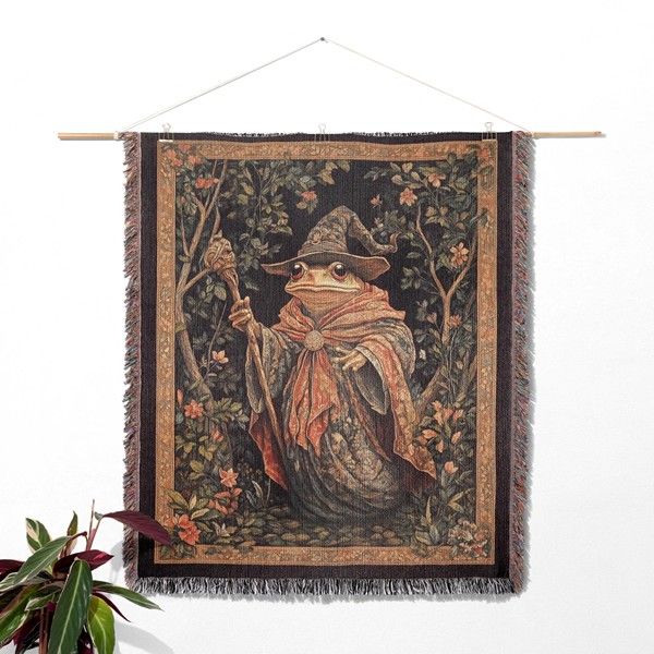 wizard frog woven throw