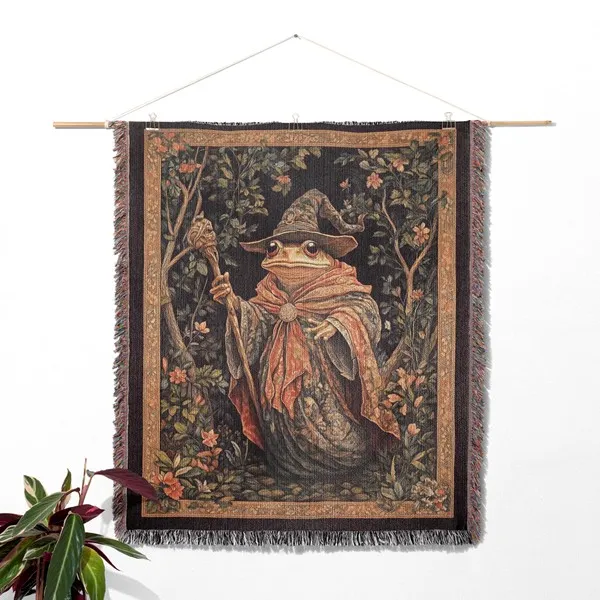wizard frog woven throw