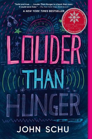 Un gráfico de la portada de John Schu de Louder Than Hunger