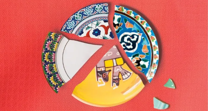 partial cover of The Last Sweet Bite showing a broken plate with different designs