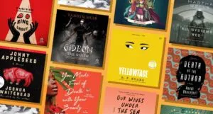 a collage of audiobook covers