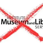 logo for the institute of museum and library services with a red x through it