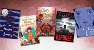 covers of five works of middle grade historical fiction