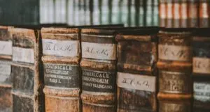 Image of old books on a shelf