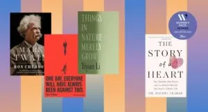 three covers of books from Time's best books of 2025 so far and the cover of the 2025 Women's Prize for nonfiction