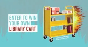 Call to action to enter a library cart giveaway