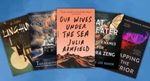 collage of horror novels about grief