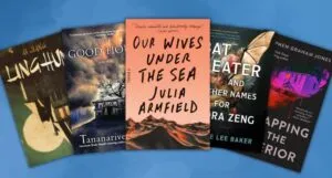 collage of horror novels about grief