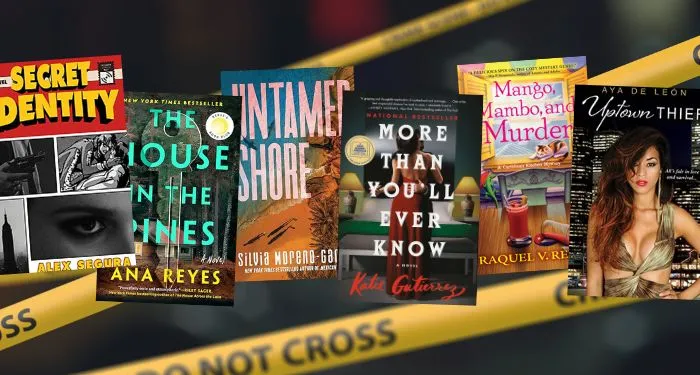 six covers of mysteries and thrillers by Latine authors