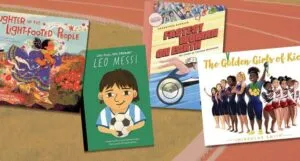 covers of four picture book biographies about athetes