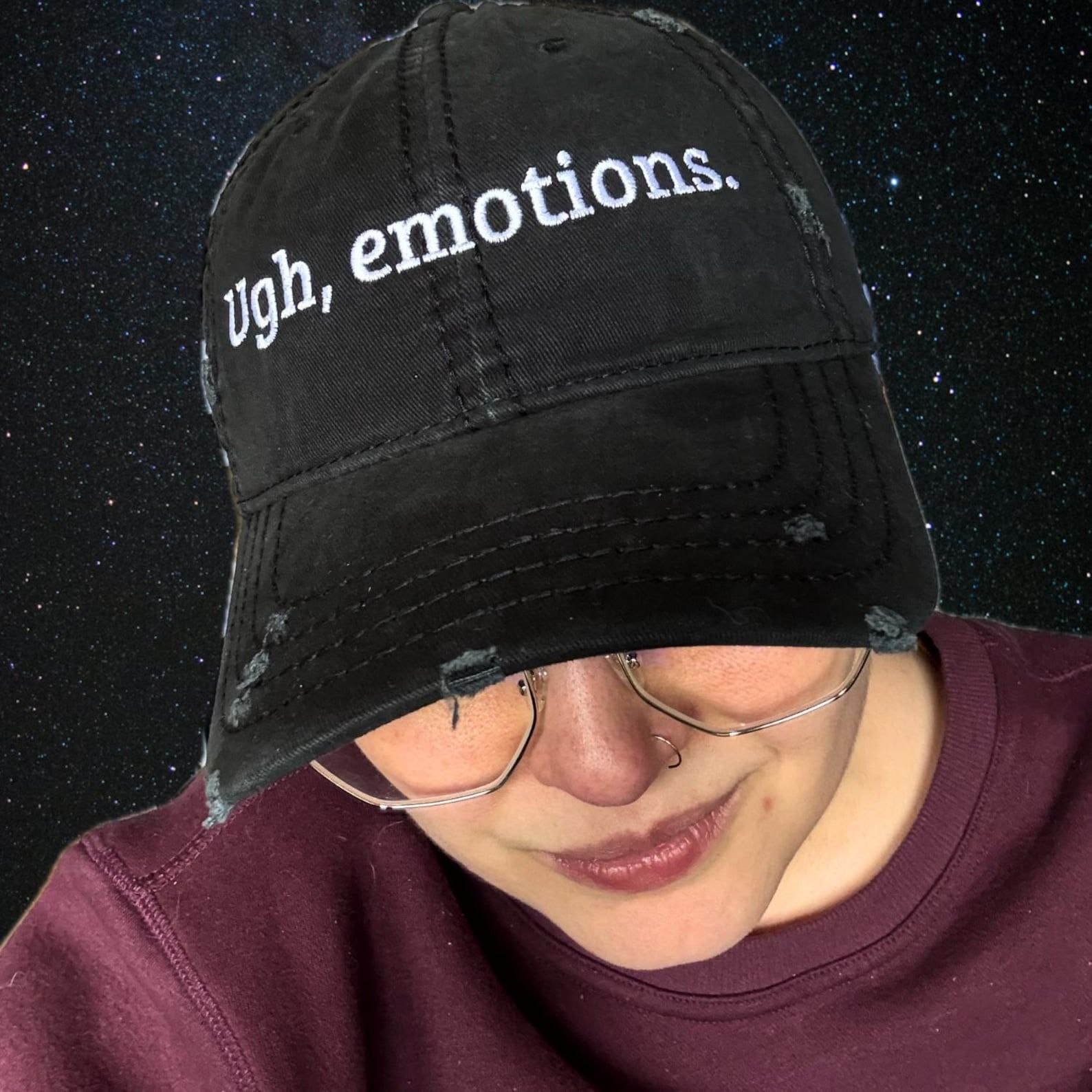 "ugh, emotions" hat