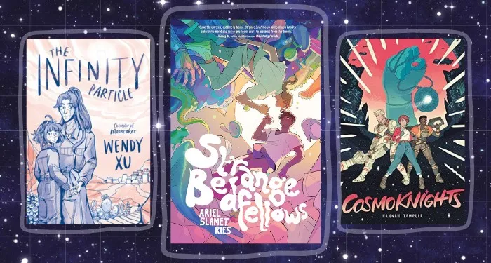 three YA space graphic novel covers