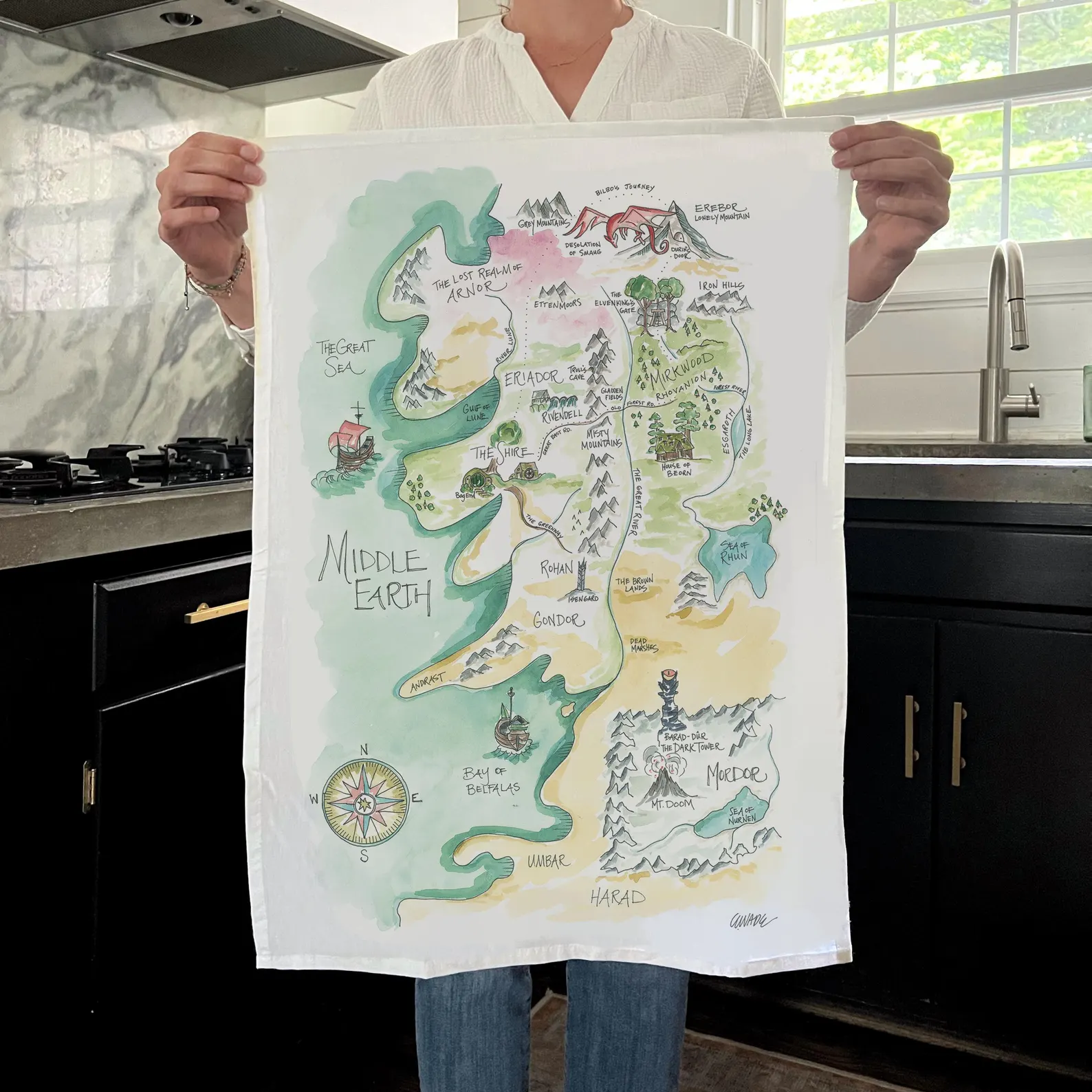 middle earth tea towel