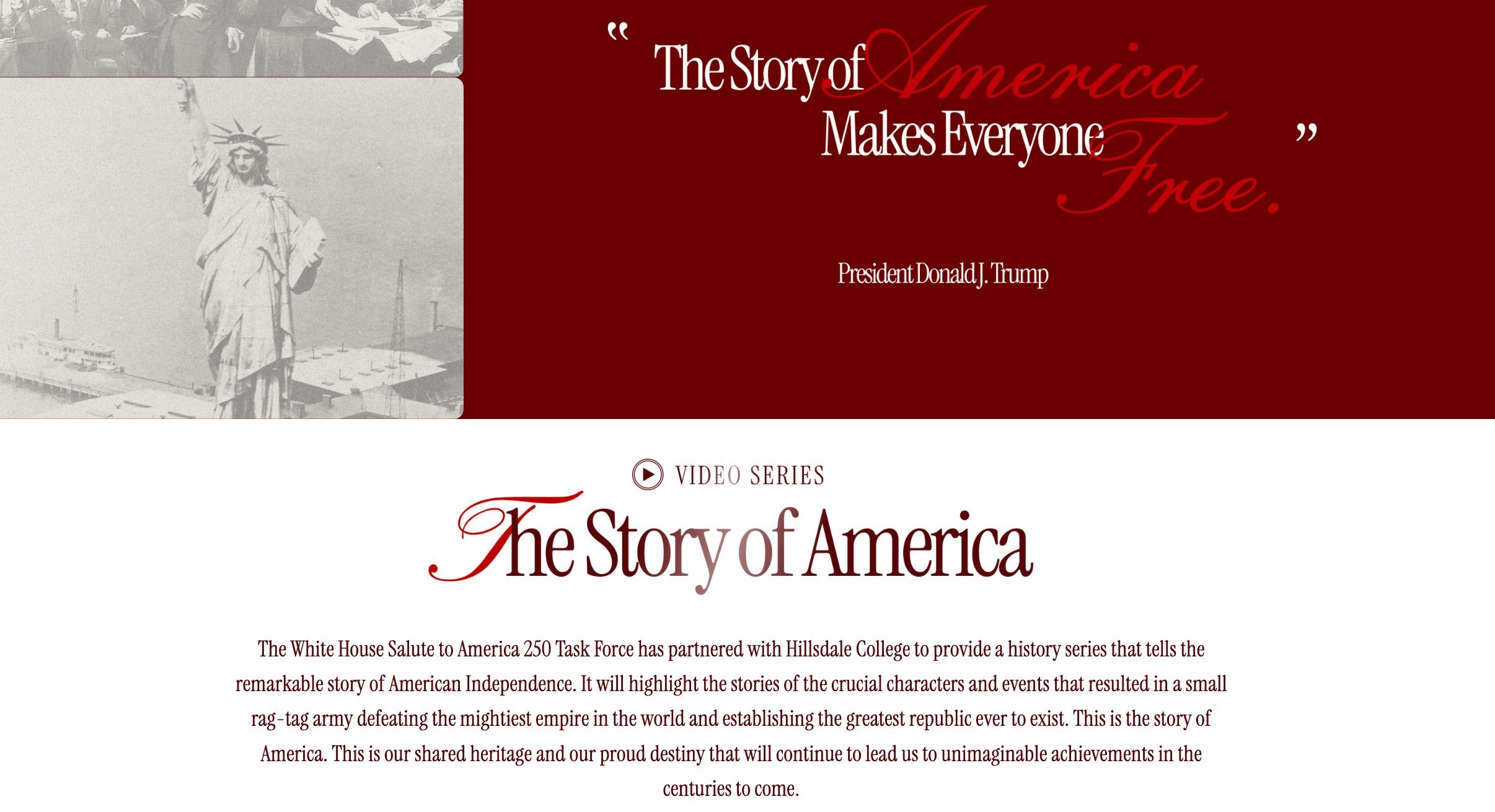 Screen shot from the White House's Task Force 250 website.