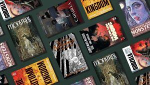collage of seven covers of comics about monsters