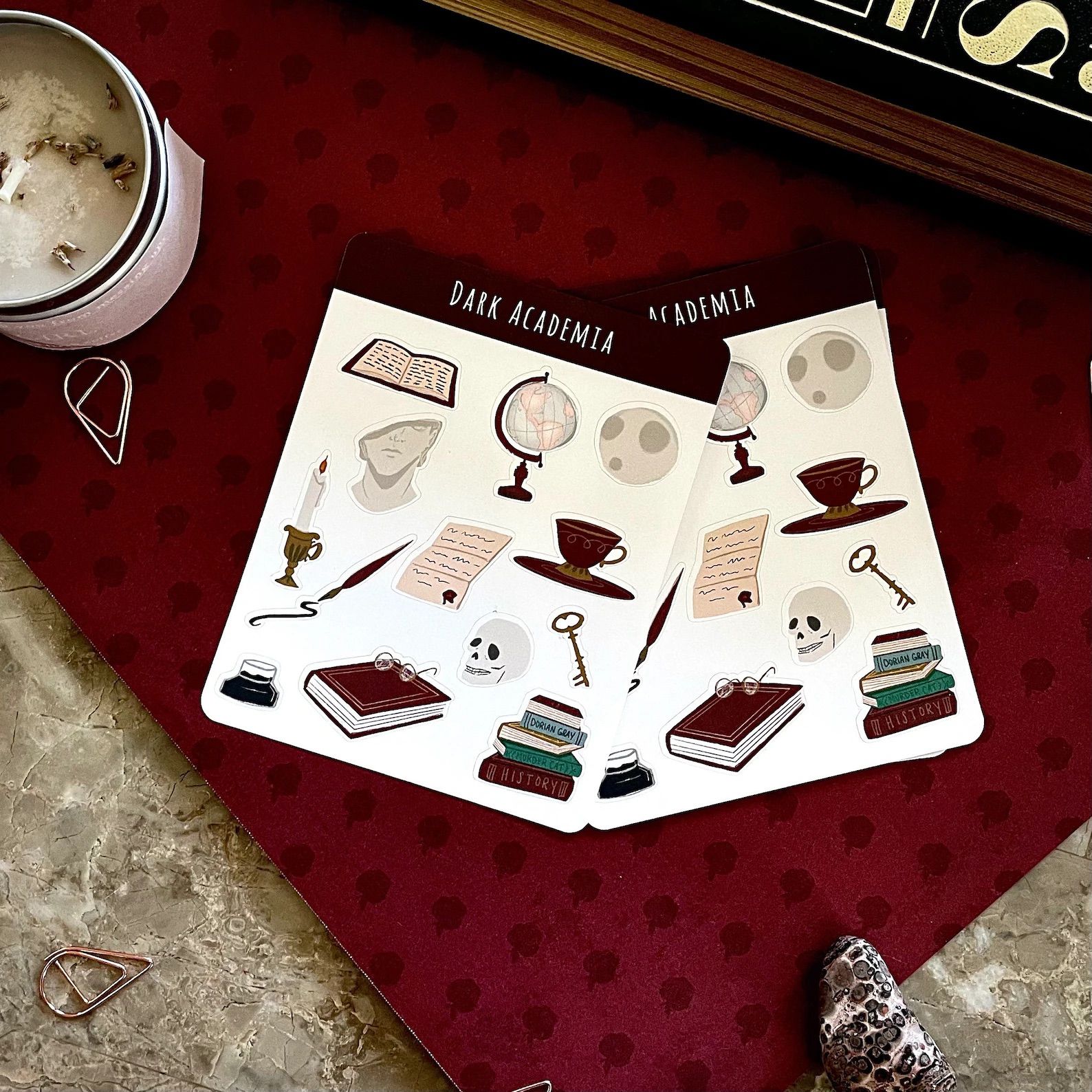 Dark Academia Book Aesthetic Sticker Sheet