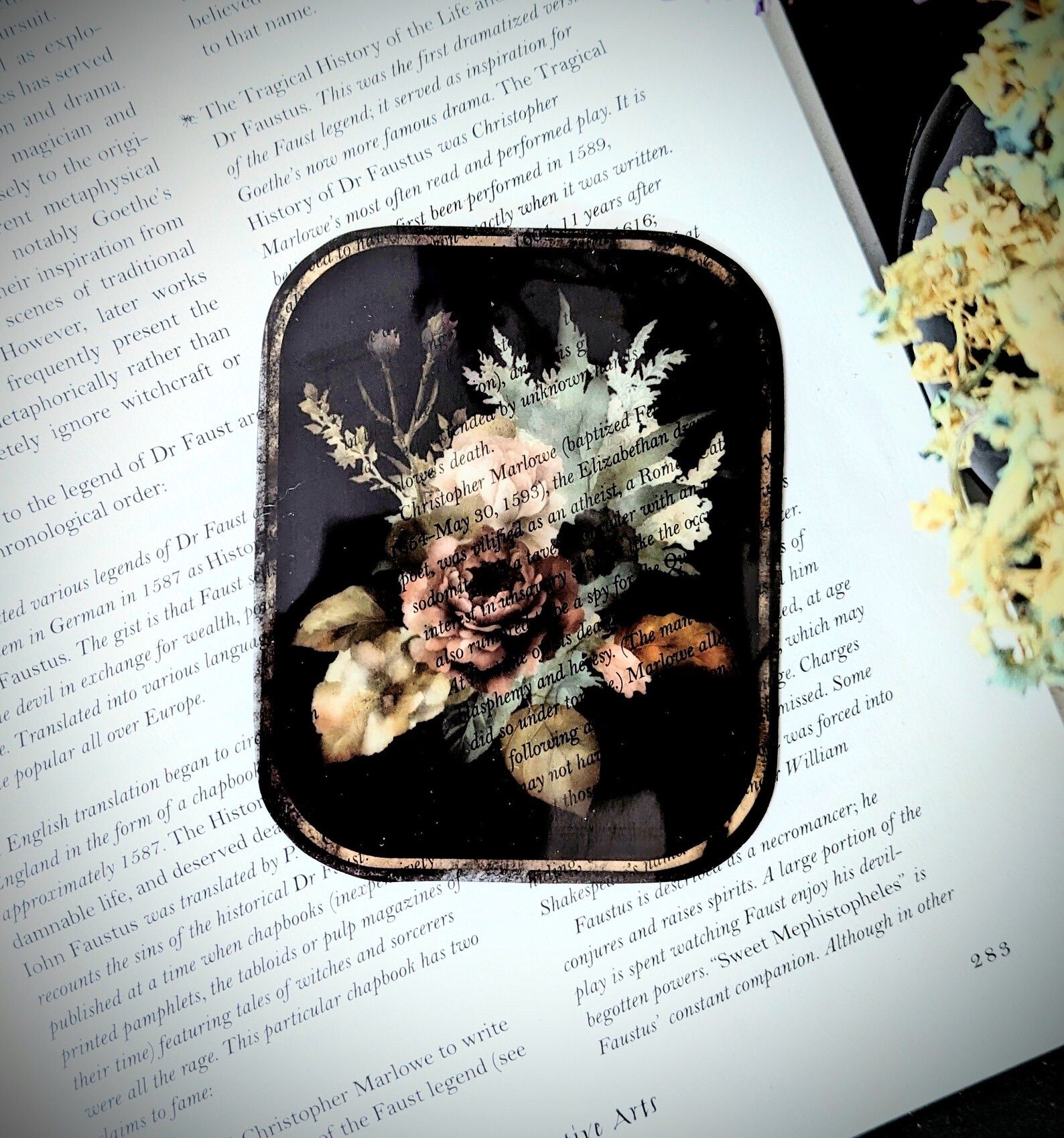 Clear Bookmark Vintage Foliage Flowers