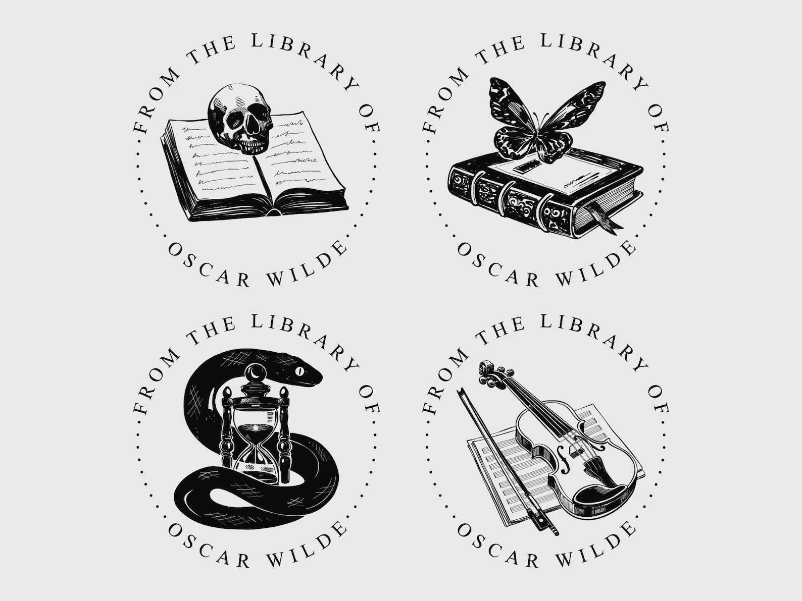 Dark academia book stamp
